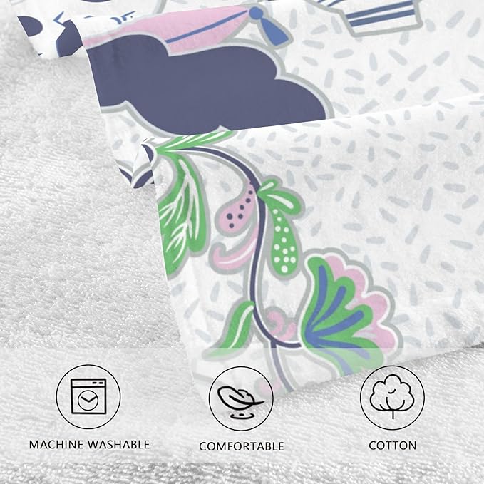 Staffordshire Dogs Chinoiserie Style Bath Hand Towel Soft Cotton Highly Absorbent Fingertip Towels for Bathroom Beach Kitchen Sports Gym Yoga Travel (2-Pieces Towel Sets, 28x16 inch)