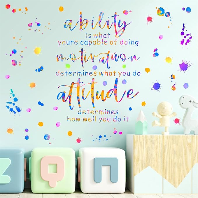 Inspirational Quotes Wall Decal Colorful Inspirational Wall Stickers Vinyl Motivational Phrases Stickers Removable Peel and Stick Wall Stickers for Nursery Classroom Kids Room Decor