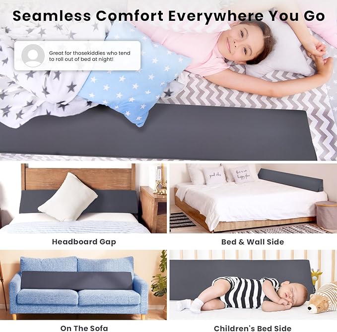 Wedge Pillow Headboard, Ultimate Comfort Bed Wedge Pillow for Headboard, Relaxation Bed Gap Filler for Queen, Foam Pillow Wedge for Headboard Gap, Overall Bed Gap Filler. 2 Covers.