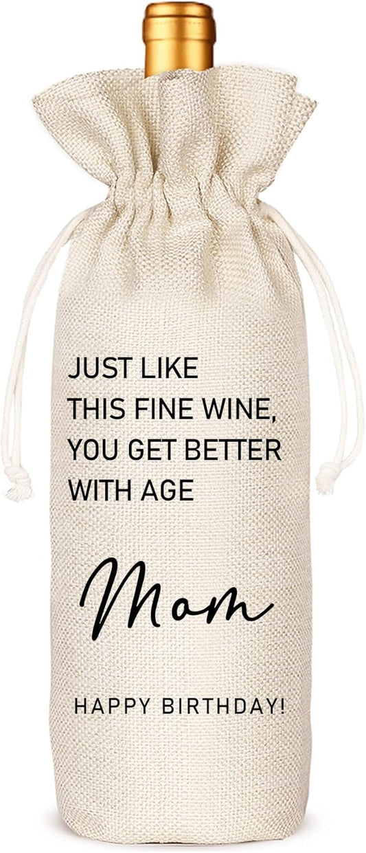 Just Like This Fine Wine Bag,Mom Birthday Wine Bag,Funny Cute Wine Bag Gift for Mom, Linen Drawstring Wine Bags(5SW119)