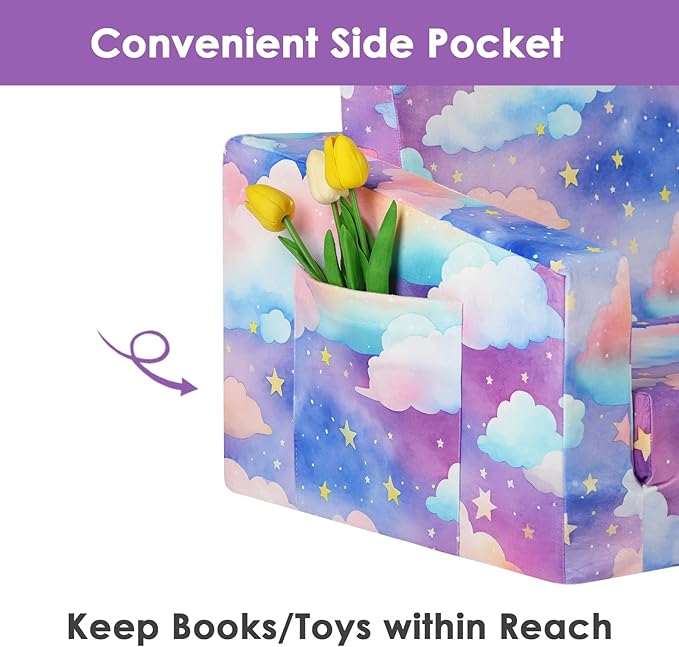 Foldable Kids Sofa Couch 2 in 1 Children Convertible Sofa to Lounger Flip Open Toddlers Sofa Bed,Extra Wide Soft Lightweight for Bedroom Livingroom Playroom