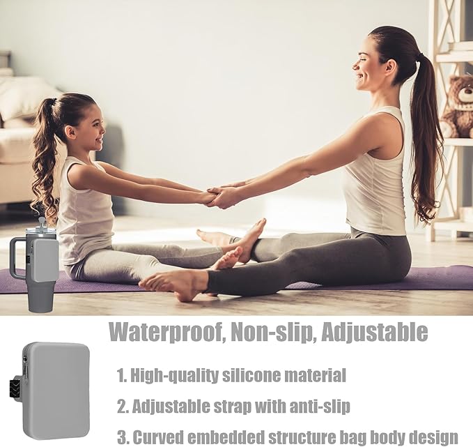 Silicone Water Bottle Pouch for Stanley, Tumbler Carrier with Zipper Pocket for Stanley 30oz/40oz & IceFlow 20/30oz, Gym Tumbler Accessories for Men Women