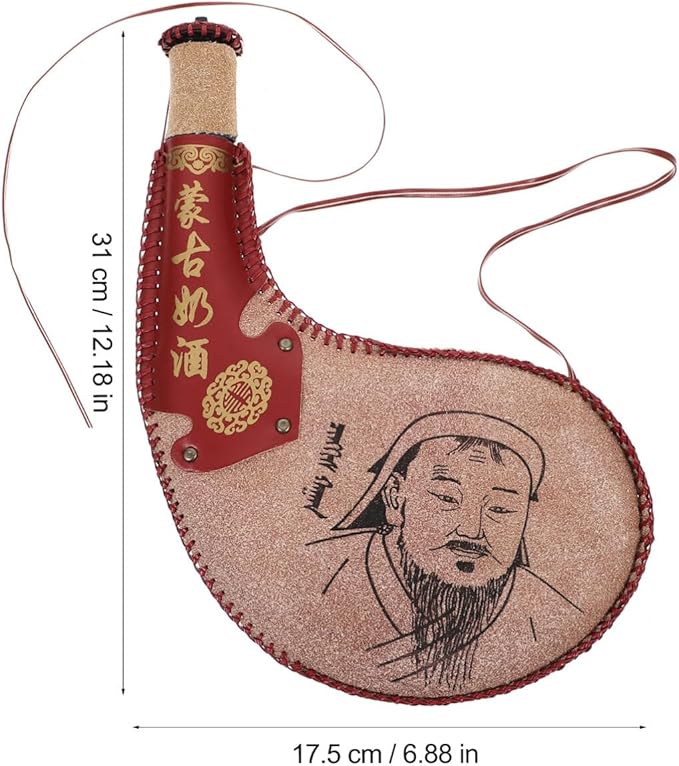 Outdoor Decor Bota Bag Canteen Pouch for Wine and Water Wine Skin Bag with Strap for Travel Camping Hiking Travel Water Bottle Brown Iron Flask