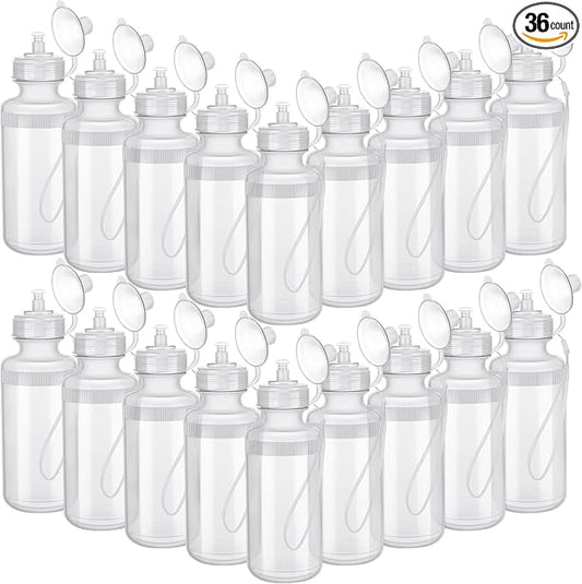 Zubebe 36 Pcs Sports Water Bottles Bulk 20 oz Squeeze Reusable Plastic Water Bottle with Nylon Strap Blank DIY Water Bottles for Kids Adults School Thanks Gift Outdoor Sport Fitness