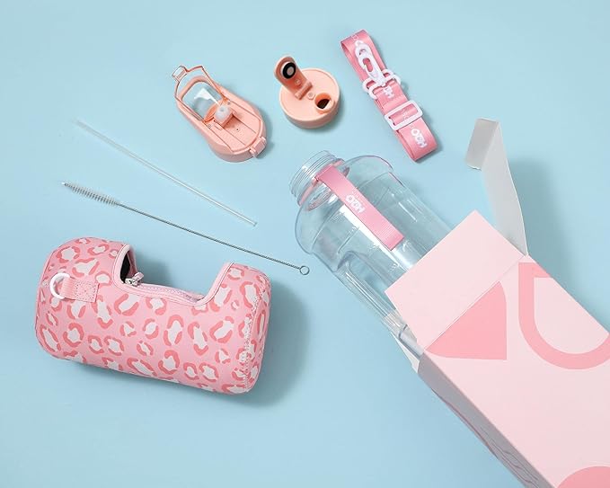 H2O Capsule 2.2L Half Gallon Water Bottle with Storage Sleeve and Covered Straw Lid – BPA Free Large Reusable Drink Container with Handle - Big Sports Jug, 2.2 Liter (74 Ounce)