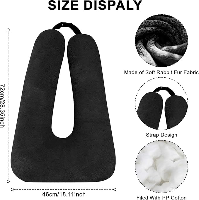Travel Pillow, Travel Pillow for Kids, Sleeper Hold Pillow Travel, Removable U-Shaped Pillow for Adults and Children to Support Head and Body in The Back Seat of Long Car Trips (Black)