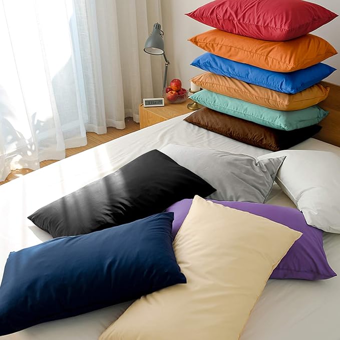 Toddler Pillowcase Set of 2 PC 600 TC 100% Egyptian Cotton Toodler 12x16 Inch Small Travel Pillow Case Envelope Closer Decorative Soft Cozy Travel Kids Nursery Preschool Pillow Cases, Red Solid