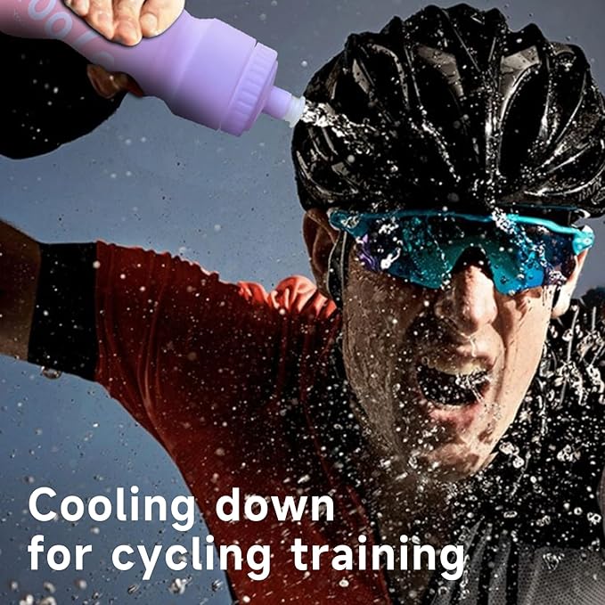 Bike Squeeze Water Bottle w/Pull Top Lid, Leakproof, BPA Free, Easy Squeeze Reusable Water Bottles for Fitness, Cycling, Running, Hiking, School, Fresh Color 24 Oz (1 Pack)