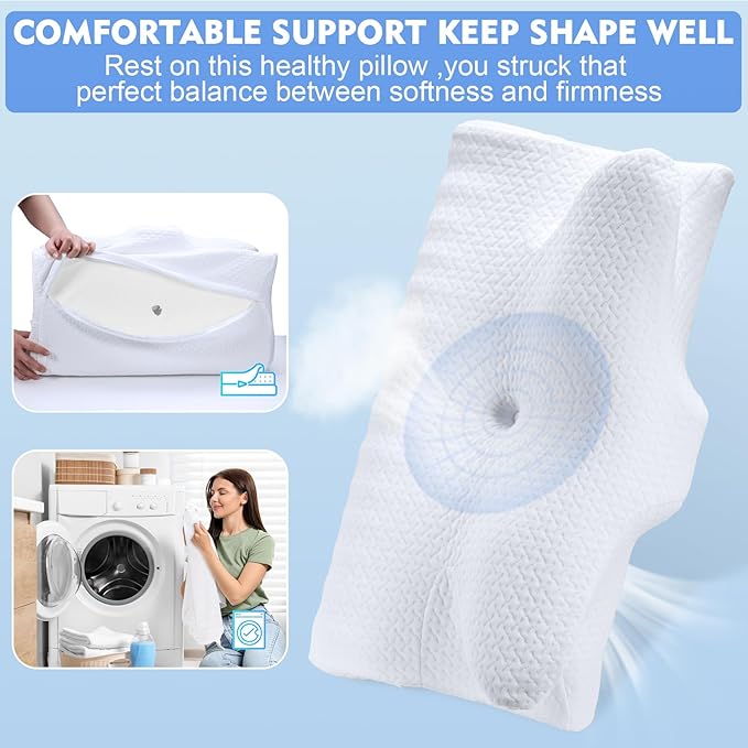 Neck Pillow, Neck & Cervical Pillows for Neck Support, Adjustable Cervical Neck Pillow for Sleeping, Memory Foam Side Sleeper Cervical Pillow for Bed
