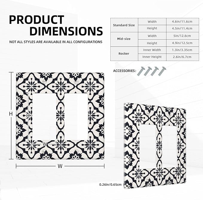 Black And White Funny Plastic Wall Plate Decorative Double Rocker Light Switch Cover For Women Girls Bedroom Kitchen Living Room