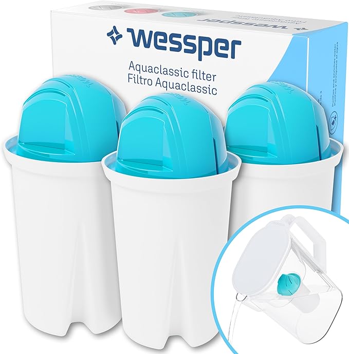 Aqua Classic Alkaline Water Filter Compatible with Brita Pitcher & Dispenser | Replacement Cartridge for Brita Water Filter | Pack of 3 pH Water Filter | Increase Water ph & Reduce Contaminant