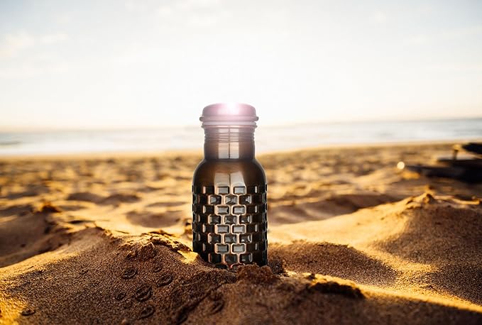 Black Bricks Design Pure Copper Water Bottle for Drinking – Travel Water Bottle for Gym, Office, Hiking, Outdoor – Ayurvedic Water Bottle Joint Less Leak Proof