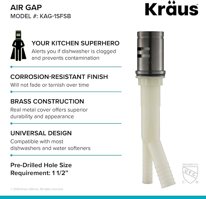 Kraus KPF-1610MBSB-KAG-1SFSB Bolden Single Handle 18-Inch Commercial Kitchen Faucet with Air Gap, Matte Black/Black Stainless Steel