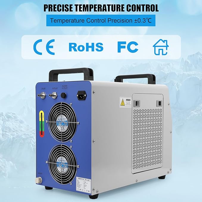 Industrial Water Chiller, 7L 2.64gpm CW-5000 Water Cooling System, Water Cooler for 40W-100W CO2 Laser Engraving & Cutting Machine, Laser Chiller Water Cooling Machine for Laser Cutter