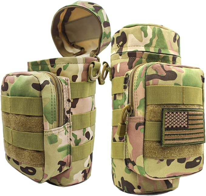 Outdoor Military Tactical Water Bottle Bag, Multi-Function Mount Water Bottle Bag for Camping Trip, with Adjustable Shoulder Strap, Large-Capacity Water Bottle Bag on Waist