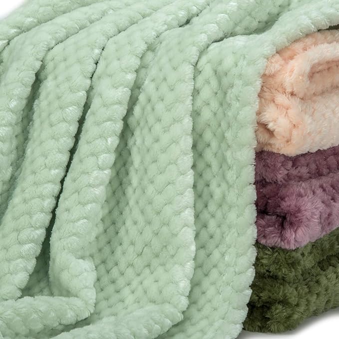 Fuzzy Blanket or Fluffy Blanket for Baby, Soft Warm Cozy Coral Fleece Toddler, Infant or Newborn Receiving Blanket for Crib, Stroller, Travel, Decorative (28Wx40L, XS-Pastel Green)