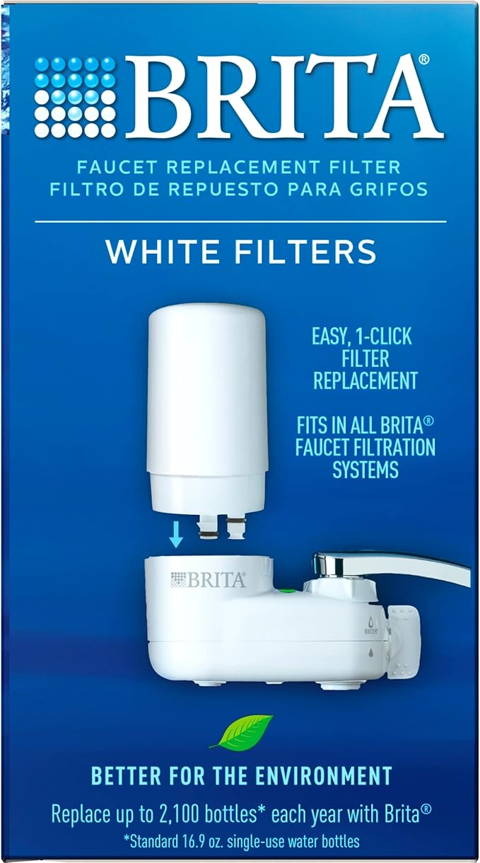 Brita Faucet Mount System Replacement Filter, Reduces 99% of Lead, Made Without BPA, White, 3 Count