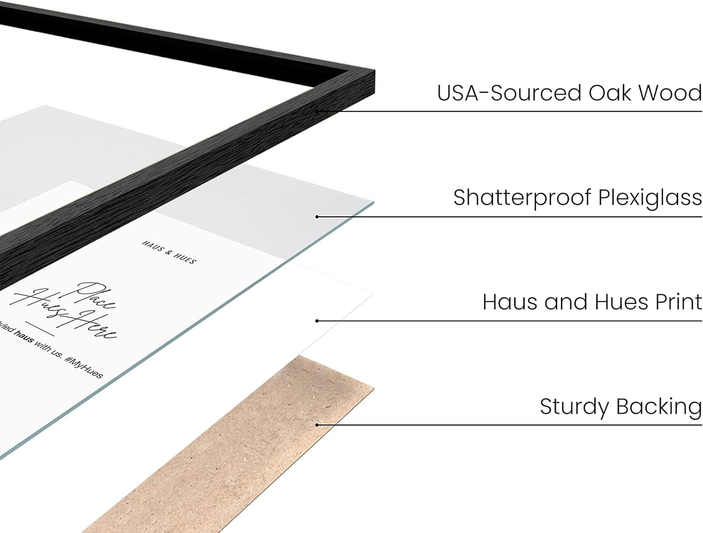 HAUS AND HUES Gallery Wall Picture Frames - Set of 6 Black Picture Frame Sets For Wall Collage, Pack of Photo Frames Set, Picture Frames For Wall, Gallery Home Decor (Three 8x10, Three 11x14 Black)