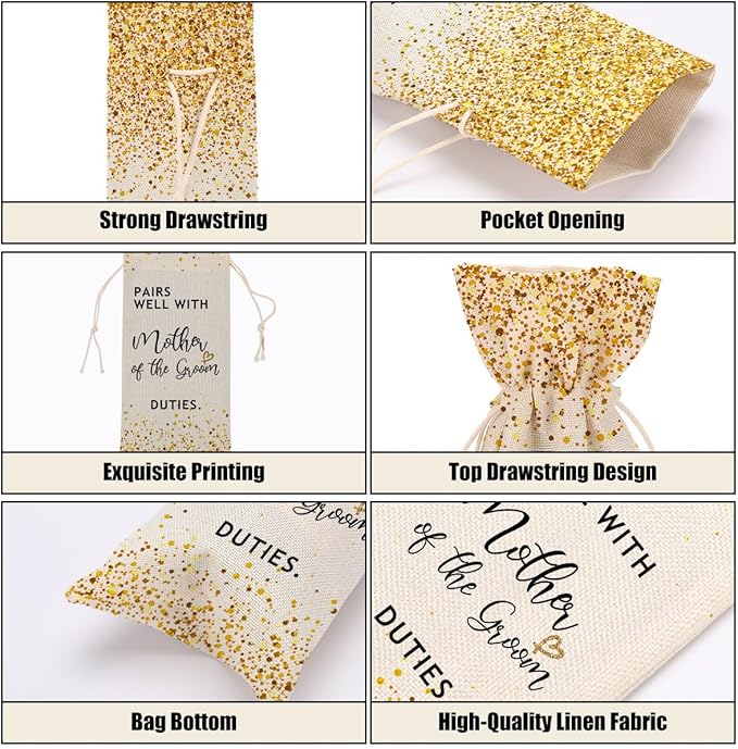 Mother of the Groom Wedding Wine Bag Bridal Shower Gifts Bachelorette Gifts for Bride Fiance Gifts for Women Him Friend Coworker Bachelorette Party Wine Bag