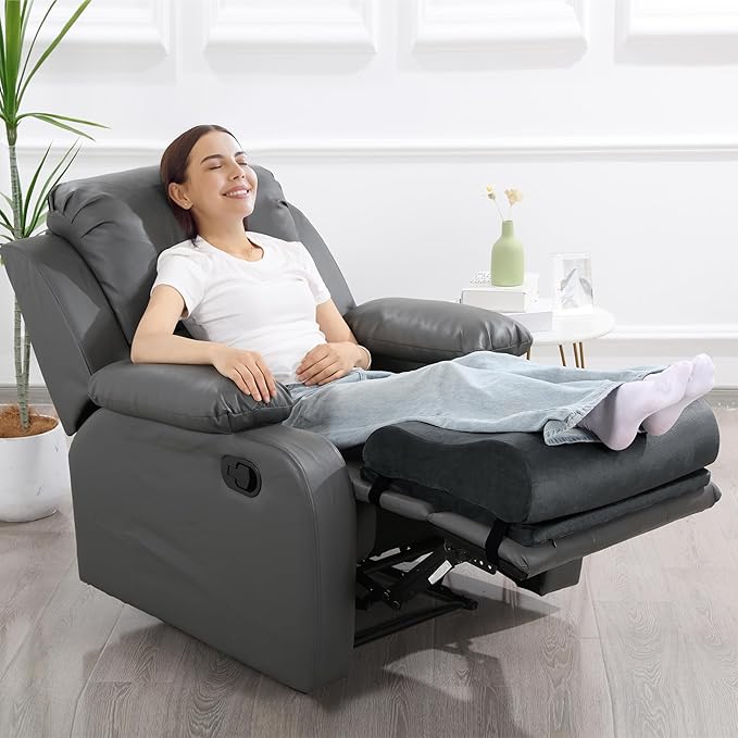 ROYALAY Adjustable Recliner Leg Rest Cushion, Widen and Thicken Recliner Footrest Extender, Wave Shape Lumbar Support Pillow with Adjustable Elastic Straps, Suitable for Bed Chair Sofa Back Support