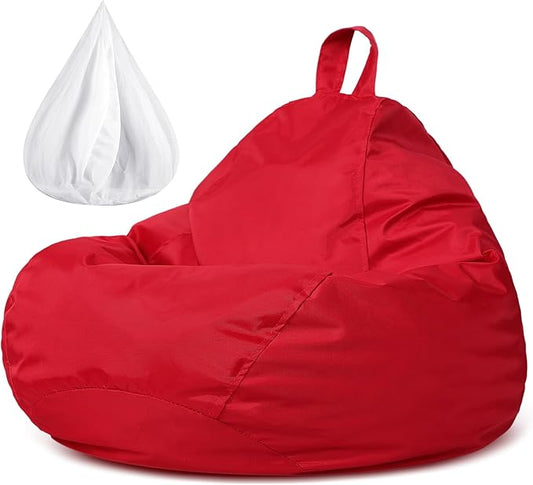 Meonum Bean Bag Chair Cover(No Filler) for Kids Stuffed Storage Bean Bag Chair Cover with Inner Liners for Easy Cleaning Bean Bag for Organizing Children (Red,27.6 x 31.5 Inch)