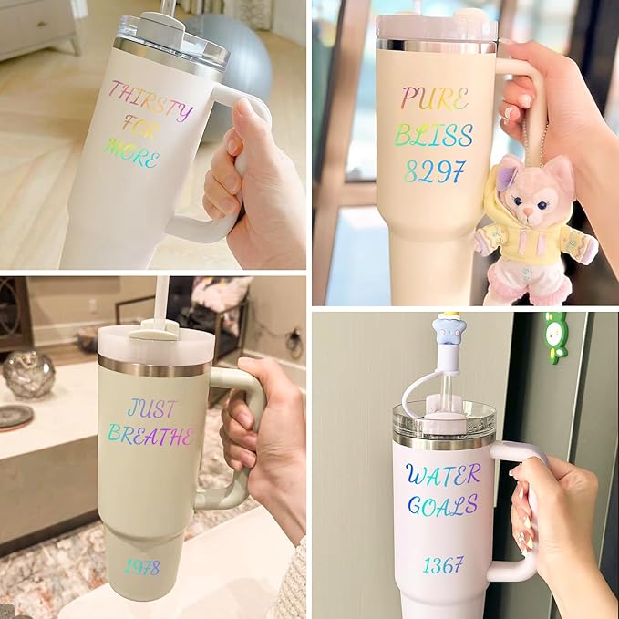 6 Pcs Letters Stickers for Stanley Cup - Colorful Waterproof Self-Adhesive Alphabet Sticker, Vinyl Shiny Tumbler Decorate for Water Bottle Desk Laptop Classroom Adults Kids Gifts