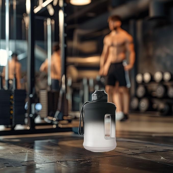 Sports Water Bottle, 63 Oz/1800mL, Leak Proof BPA Free Travel Outdoor For Men Women (Gradient_Black)