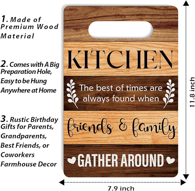 Farmhouse Kitchen Decor, Kitchen Signs Wall Decor, Kitchen Decorations, Kitchen Door Wall Hanging Decor, Kitchen The Best Of Times Are Always Found Wood Sign, Kitchen Gifts for Friends 8 x 12 Inch