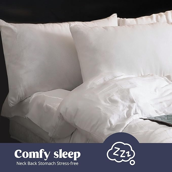 puredown® Soft Bed Pillows for Sleeping, Goose Feather Down Pillows Hotel Collection Queen Size of 2, Twill Diamond Pattern Embossing Pillows for Back Stomach Side Sleepers (20 x 28, 2 Pack)