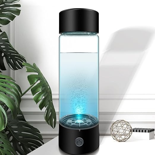 Hydrogen Water Generator, 410ml Rechargeable Portable Hydrogen Rich Water Bottle, Hydrogen Ions Maker Machine 1200‑1400ppb with Nasal Hose, Reducing Oxidative Stress