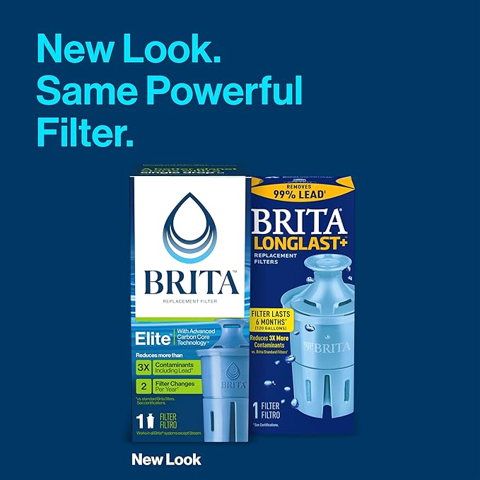 Brita Water Filter Pitcher for Tap and Drinking Water with SmartLight Filter Change Indicator, Includes 2 Elite Filters, Reduces 99% of Lead, Lasts 6 Months Each, 6 Cup Capacity, BPA Free, White