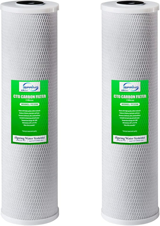 iSpring FC25BX2 High Capacity 20” x 4.5” Water Replacement Cartridges Whole House Carbon Filters