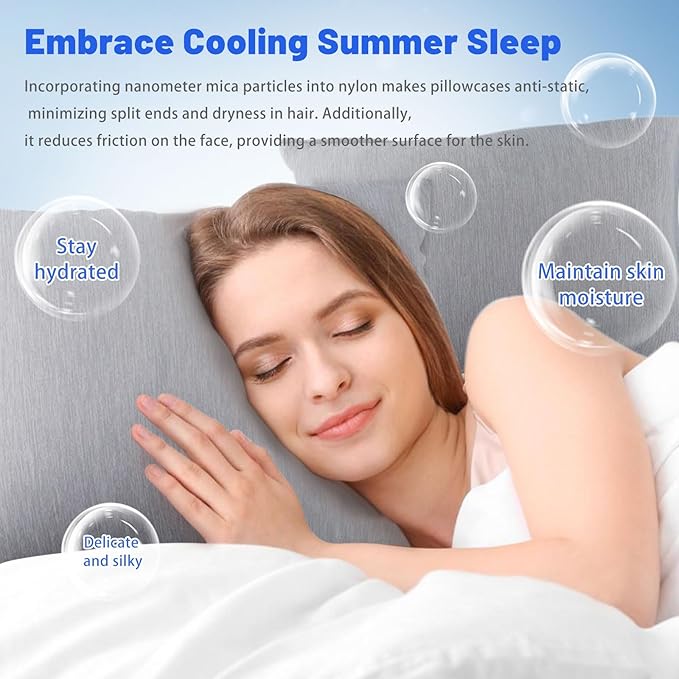Cooling Pillow Cases for Hot Sleepers - Double Side Arc-Chill Q-Max>0.5 Cooling Fiber Cool Pillow Cases 2 Pack - Breathable Soft Cold Pillow Cases with Hidden Zipper (Dark Grey, 20" x 36")