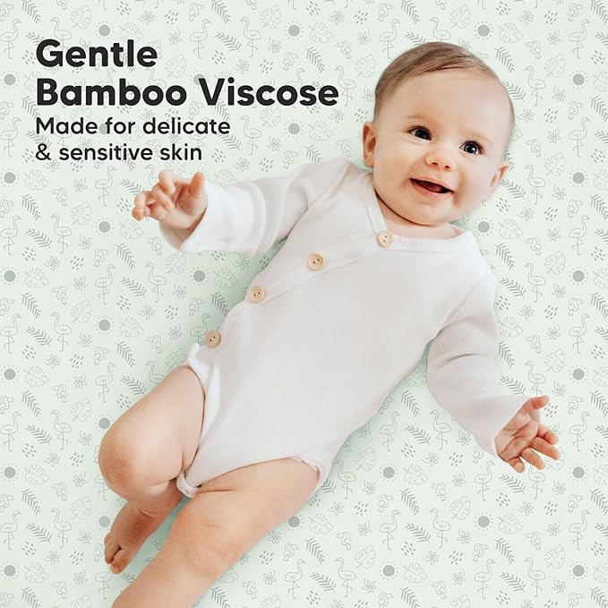 Pack and Play Sheets Fitted, 2-Pack Mini Crib Sheets - Pack N Play Sheets, Organic Fitted Crib Sheet for Pack and Play Mattress, Playard Baby Crib Sheets, Crib Sheets Neutral for Boys (Tropic Oasis)