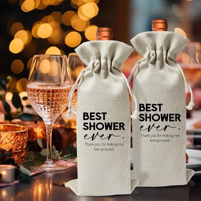 Bridal or Baby Shower Host Gift Wine Bag, Appreciation Christening Thank You Gifts For Hostess Bride Women Engagement Wedding Girls Night New Parents Baby, Baby Shower or Bridal Party Gift Favor Decor