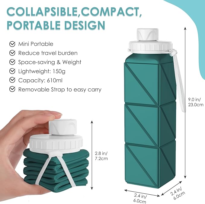 SPECIAL MADE Collapsible Water Bottles Cups Leakproof Valve Reusable BPA Free Silicone Foldable Travel Water Bottle Cup for Gym Camping Hiking Travel Sports Lightweight Durable