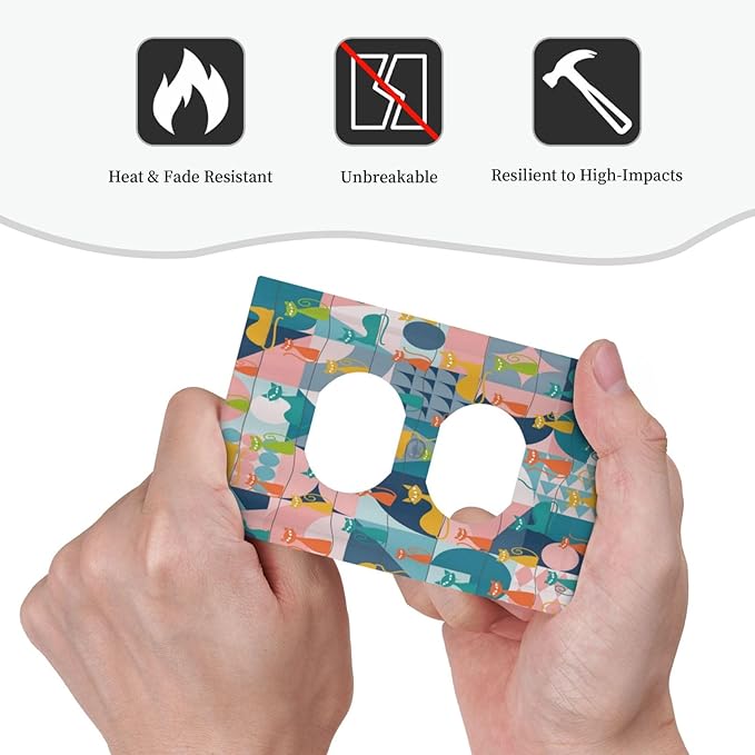 Mid Century Modern Atomic Cute Cats Single Duplex Wall Plate Covers Light Switch Cover 1 Gang Outlet Plate Decorative Switchplate Covers Electrical Faceplate for Kidroom Nursery Bedroom Decor