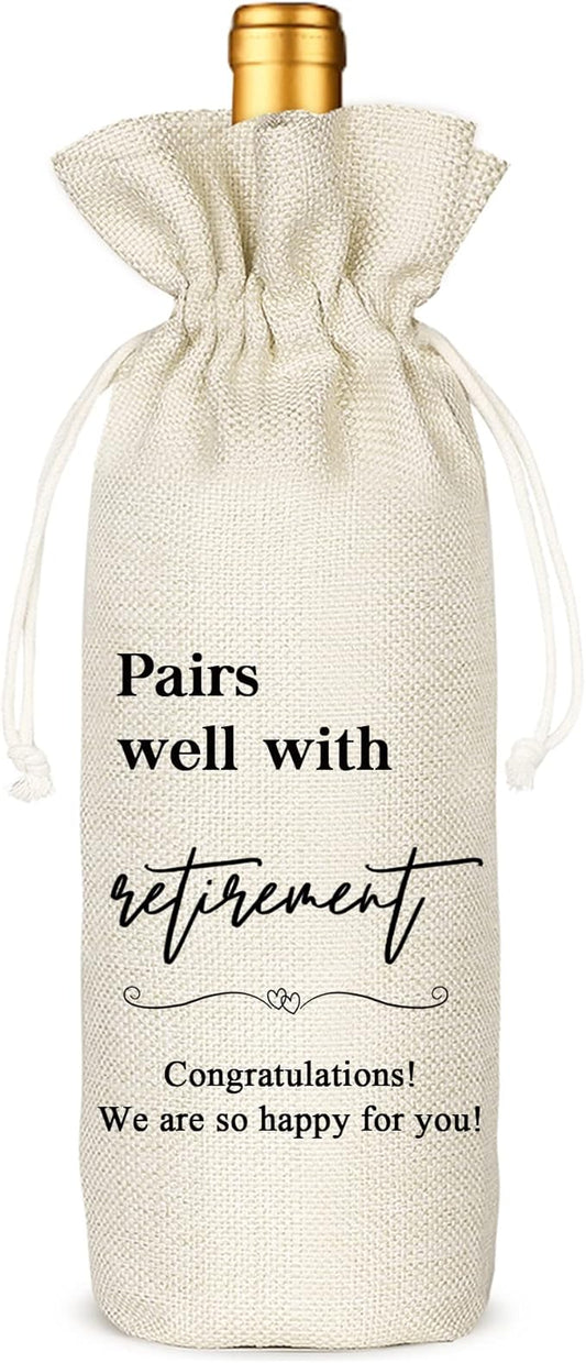 Socive Retirement Wine Bag, Retirement Gifts Wine Bags,Gift for Him or Her, Retirement Gifts Leaving Gifts for Colleagues Best Friends Coworkers Boss Nurse Teachers Retirees Work(5SW106)