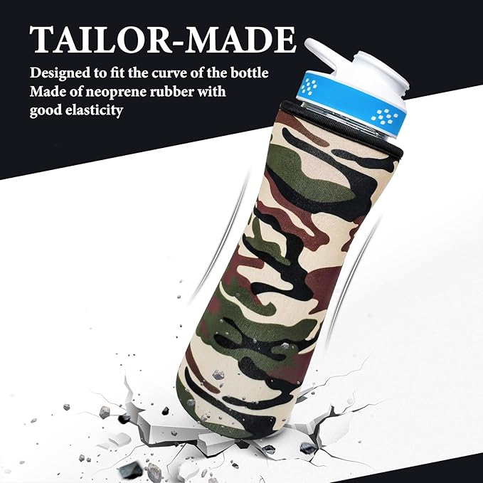Water Bottle Sleeve Compatible with Cir-kul Water Bottle - 2 Pcs Sleeve Compatible with Cir-kul Plastic 22oz & Stainless Steel Bottle - Insulated Cover for Retaining Temperature(Camouflage-2p-22oz)