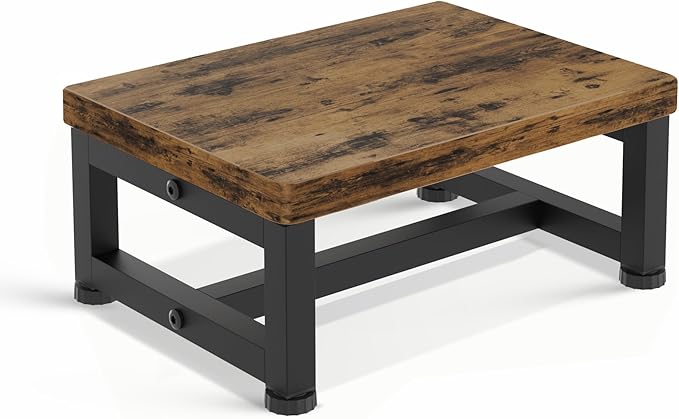 Step Stools for Adults Kids, Sturdy Wooden Stepping Stools with 450LB Capacity, Anti-Slip Bed Steps Stool for High Beds, Foot Stool One Step Stool for Kitchen Bathroom Bedroom, Rustic Brown