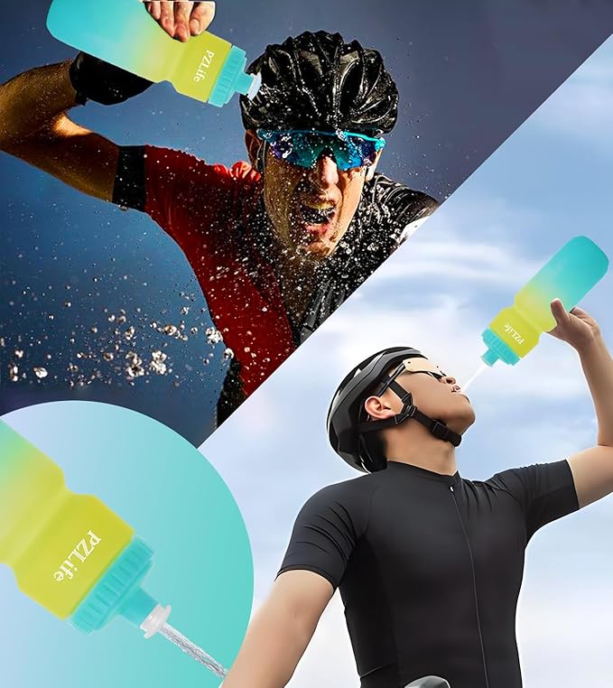 Bike Squeeze Water Bottle,24 Cycling Water Bottle w/Pull Top Lid, Leakproof, BPA Free, Easy Squeeze Sports Water Bottle for Bicycle, Running, Hiking,Gym