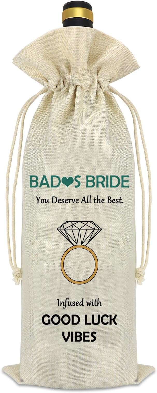 Bridal Shower Gift Best Friend Wine Bag Friendship Bride To Be Gifts Badass Bride Wedding Bachelorette Party Decorative Wine Bottle Bag Gifts for The Bride Future Mrs Newly Engaged Gift Wine Gift Bag
