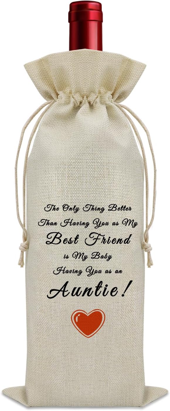 Promoted to Auntie Gifts Wine Bag Auntie Baby Announcement Gifts for Friends New Aunt Gifts First Time Wine Bottle Decoration Bag Mothers Day Gifts for New Aunt Wine Accessories Gifts for Wine Lovers