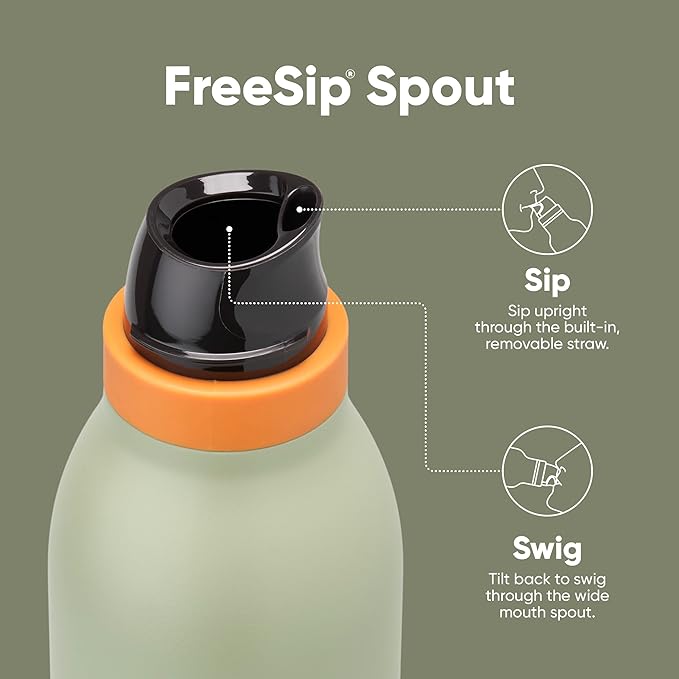 Owala FreeSip Twist Insulated Stainless Steel Water Bottle with Straw for Sports and Travel, BPA-Free, 24-oz, Blue/Green (Camo Cool)