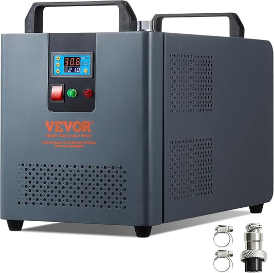 VEVOR Industrial Water Chiller, KH-6000, 200W Industrial Water Cooler Cooling System with Compressor 12 L Water Tank Capacity 7.8 L/min Max Flow Rate, for CO2 Laser Engraving Machine Cooling Machine