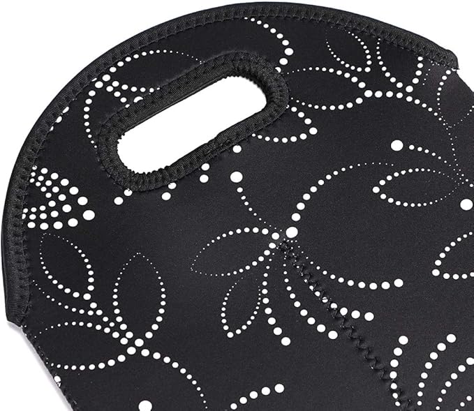 Hipiwe Wine Carrier Tote Bag Two Bottle Insulated Neoprene Wine/Water Bottle Holder for Travel with Secure Carry Handle (Black)
