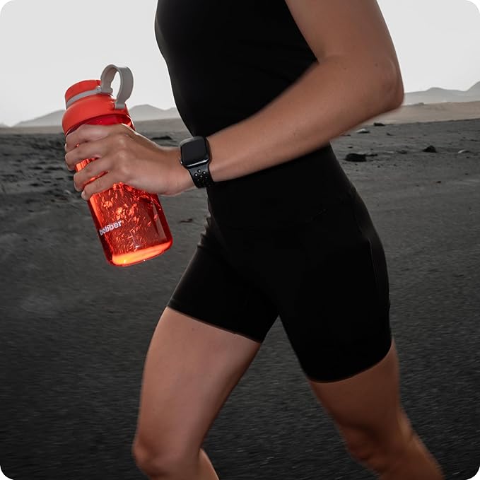 BOBBER 30 oz Clear Tritan Sport Water Bottle with Spout Lid and Handle — Dishwasher Safe, BPA Free & Leak Proof Bottle for Gym, Workout, Running — Water Diffuser Bottle for Fruit With Strainer (Grey)