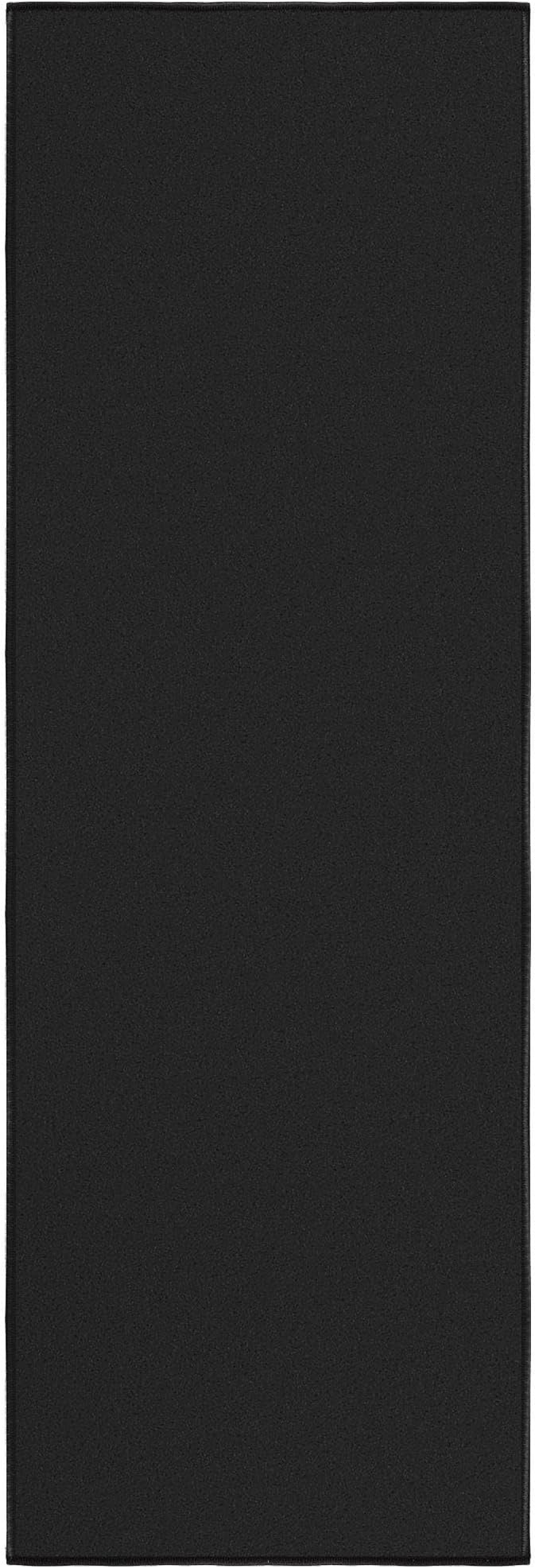 Machine Washable Modern Solid Design Non-Slip Rubberback 2x5 Traditional Runner Rug for Hallway, Kitchen, Bedroom, Entryway, 20" x 59", Black