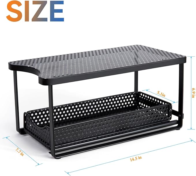 Water Dispenser Stand for Countertop-Metal Black Water Filter Stand,with Drawers Suitable,Compatible with Brita Water Pitcher and Zerowater Pitcher 14.5"x7.7"x6.9"