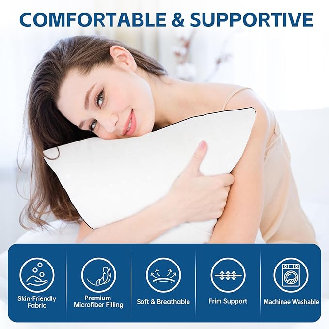 Wansimoo Bed Pillows for Sleeping King Size Set of 4,Comfortable Hotel Cooling Pillows 4 Pack,Soft & Support Pillows for Back, Stomach or Side Sleepers